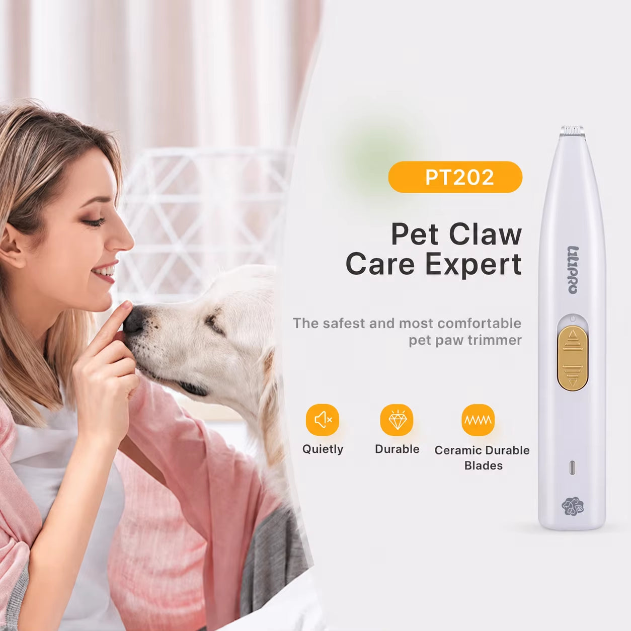 LILIPRO PT202 Rechargeable Pet Paw Hair Clipper Electric Quiet Dog Foot Fur Trimmer Machine Cordless Cat Grooming Product Kit