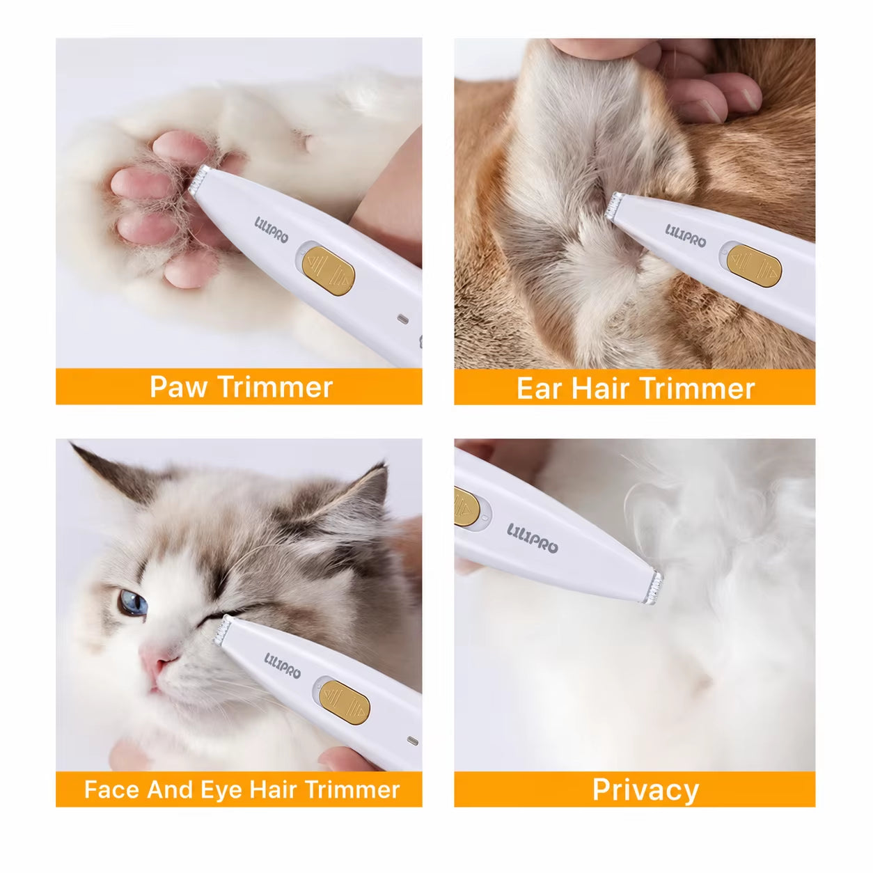 LILIPRO PT202 Rechargeable Pet Paw Hair Clipper Electric Quiet Dog Foot Fur Trimmer Machine Cordless Cat Grooming Product Kit