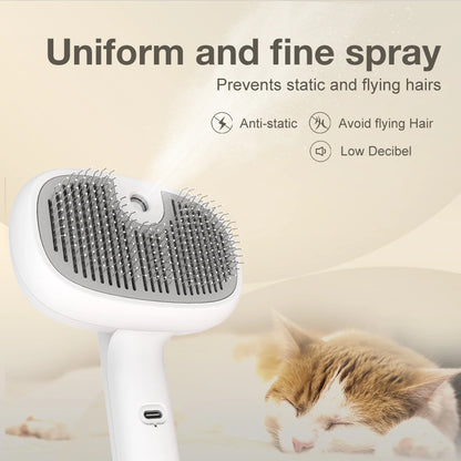 KUDI New Quick Self Cleaning Pet Hair Grooming Steam Cool Water Spray Comb Shedding Slicker Brush for Dog and Cat