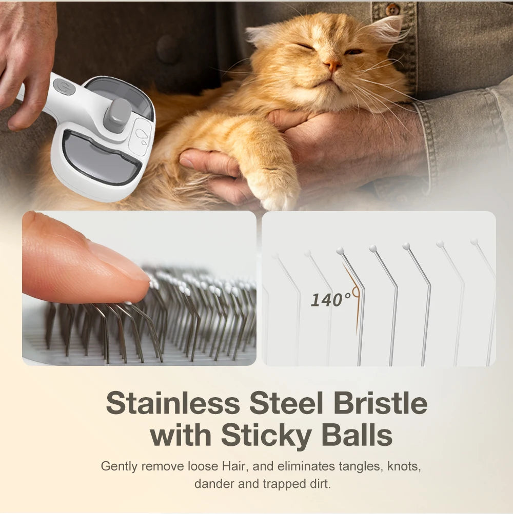 KUDI New Quick Self Cleaning Pet Hair Grooming Steam Cool Water Spray Comb Shedding Slicker Brush for Dog and Cat